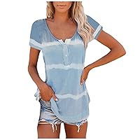 ,Womens Fashion V Neck Shirts Short Sleeve Solid Knit Loose Fitting Tee Tops One Shoulder Tops for Women Shirts for Women Plus Size Tops for Women Blue