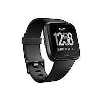 Fitbit Versa Smart Watch, Black/Black Aluminum, One Size (S & L Band Included)