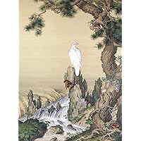 Bristlegrass Jigsaw Puzzles 500 Pieces Chinese Qing Dynasty Old Master Giuseppe Castiglione Masterpieces of Art Birthday Congratulation Painting White Eagle Hawk, Pine and Ganoderma （500pc）