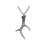 Detailed Single Deer Antler Pendant Necklace