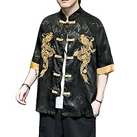 Dragon Embroidered Men Summer Shirt Clothes Shirts for Chinese Arrivals