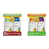 Zarbee's Kids All-in-One Day/Night Cough Value Pack for Children 6-12 with Dark Honey, Turmeric, B-Vitamins & Zinc & Kids Cough + Mucus Day/Night Value Pack for Children 2-6 with Dark Honey