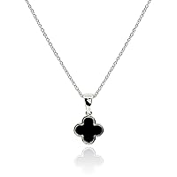 Dainty Four Leaf Clover Necklace for Women 18K Gold Plated Black Onyx Lucky Clover Pendant Charm Nacre Jewelry Christmas Gifts for Mom [CVN-BK-S]