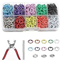 100 Sets 9.5mm Metal Snaps Buttons Tool Kit with Fastener Pliers Press Perfect for DIY Crafts Clothes Bibs Hats and Sewing,Snap Button Fasteners Kit for Fabric (Hollow)