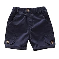 Kids Little Boys Chambray Shorts Spring Summer Solid Overalls Pocket Sweatshort Casual Workout Shorts for Boys