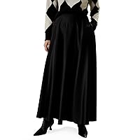 LilySilk 100% Silk Flowy Maxi Skirt for Women A Line Zipper Up Dress with Side Pockets