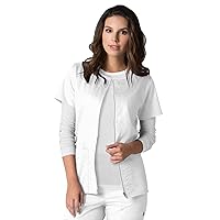 Maevn Women's Back Mesh Panel Short Sleeve Zip Front Jacket(White, Large)