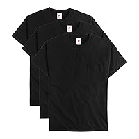 Hanes Men's Essentials Short-Sleeve Pocket T-Shirt Pack, Cotton Crewneck Tee, 3-Pack