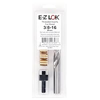 E-Z LOK 400-6 Threaded Inserts for Wood, Installation Kit, Brass, Includes 3/8-16 Knife Thread Inserts (5), Drill, Installation Tool