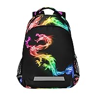 Fire Rainbow Dragon Backpacks Travel Laptop Daypack School Book Bag for Men Women Teens Kids