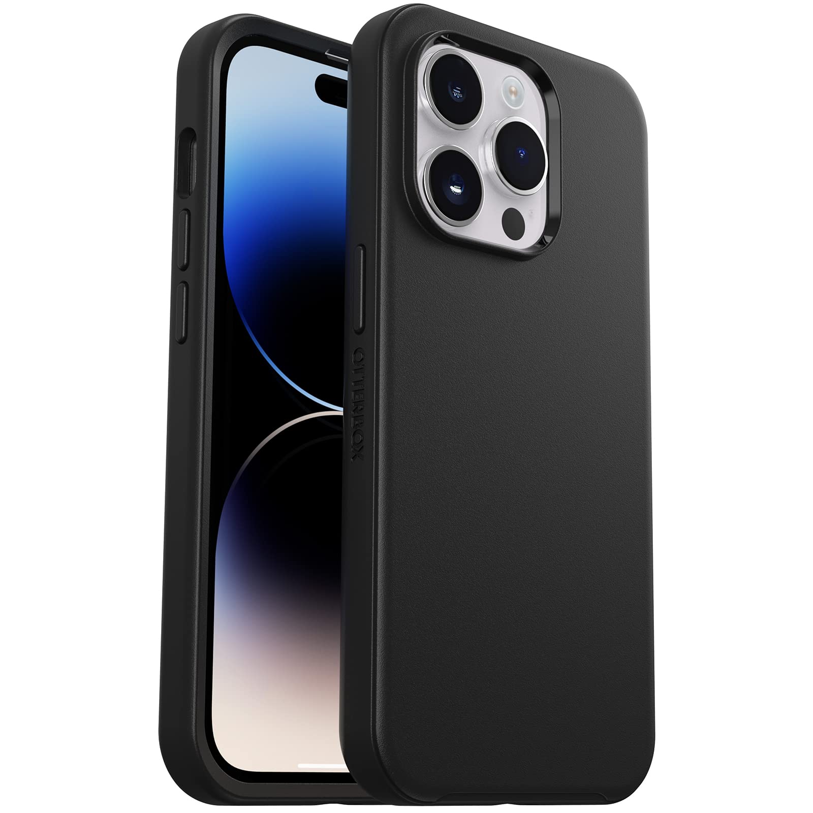 OtterBox iPhone 14 Pro (ONLY) Symmetry Series+ Case - BLACK, Ultra-Sleek, Snaps to MagSafe, Raised Edges Protect Camera & Screen