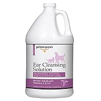Ear Cleansing Solution for Dogs & Cats - Deodorizing Dog Cleaner with Aloe Vera Vitamins Professional Pet Flush Cleans Acidifies Canal Complete Care 1 gal, White (PRIM1059)