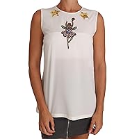 Dolce & Gabbana White Silk Embellished Crystal Sequin Fairy Top