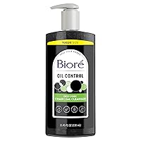 Biore Deep Pore Charcoal Face Wash, Daily Facial Cleanser for Dirt & Makeup Removal, for Oily Skin, 11.45 fl oz, Value Size