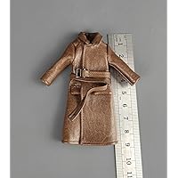 1/18 Long Leather Coat 3.75 inch Shaped Trench Coat Apply to Male (Coffee Color)