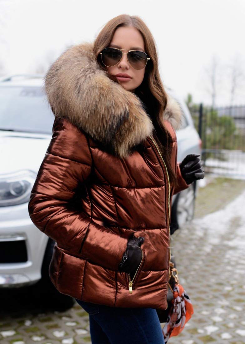 Roiii Women Winter Warm Down Jacket Thick Slim Flash Coat Down Outdoor Hood Parka Short Slim Jacket Black