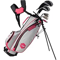 Junior Packaged Golf Sets Ages 5-8 Drvr/Hyb/2Irns/Putter/Bag Graphite Pink/Grey Right
