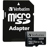 Verbatim 32GB Pro 600X microSDHC Memory Card with Adapter, UHS-I U3 Class 10