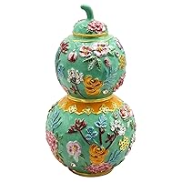 Feng Shui Healing Herbs & Longevity Wu Lou 2023 Amulet Home Statue Decoration, Green,red (FW5244)