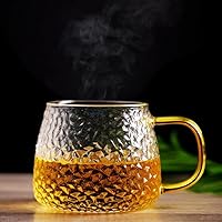 Italian Premium Glass Coffee Mug Tea Cups Set of 2 - 410 ML, Transparent, Golden Handle Brewing Tea Glass Mugs Perfect for Americano, Cappuccinos, Lemon Tea, Green Tea and Beverage.