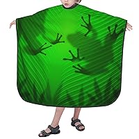 Children Hairdresser Apron With Adjustable Snap Closure Tropical-Frog-Shadow-On-Leaf 39x47 Inch Barber Cape Kids Hair Cutting Cape For Salon And Home