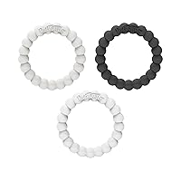 Dr. Brown's Flexees Beaded Teether Rings, 100% Silicone, Soft & Easy to Hold, Encourages Self-Soothe, 3 Pack, Black, White, Gray, BPA Free, 3m+