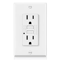 ELECTECK 15 Amp Non-Tamper Resistant GFCI Outlets, Decor GFI Receptacles with LED Indicator, Ground Fault Circuit Interrupter, Wallplate Included, ETL Listed, White