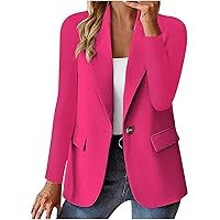 Women Long Sleeve Work Blazers Outerwear Trendy Lightweight Button Blazer Jacket Solid Open Front Outerwear Tops