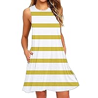 Summer Midi Dresses for Women,Women Summer Casual Swing T Shirt Dresses Beach Cover up Loose Dresses with Pockets