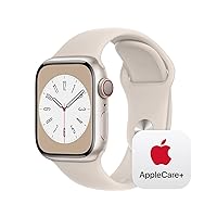 Apple Watch Series 8 [GPS + Cellular 41mm] Smart Watch w/ Starlight Aluminum Case with Starlight Sport Band - M/L with AppleCare+ (2 Years)