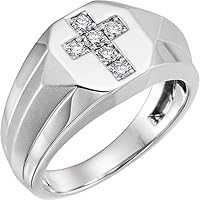 14k White Gold 0.33 Dwt Diamond Mens Ring Size 11 Jewelry for Men