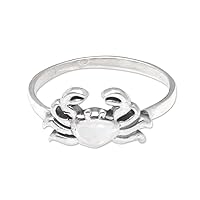 NOVICA Artisan Handmade .925 Sterling Silver Band Ring with Crab Motif Indonesia Animal Themed Crabsea Life 'Crabby Creature'