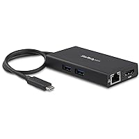StarTech.com USB-C Multiport Adapter - USB-C Travel Docking Station with 4K HDMI - 60W Power Delivery Pass-Through, GbE, 2pt USB-A 3.0 Hub - Portable Mini USB Type-C Dock for Laptop (DKT30CHPD) Black