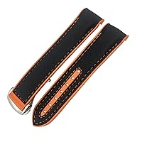 Rubber Nylon Leather Watchband 20mm 22mm 19mm 21mm Fit for Omega Seamaster GMT Planet Ocean Diver 300 Orange Silicone Watch Strap (Color : Orange, Size : 22mm)