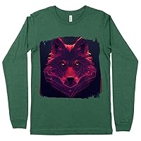 Beautiful Wolf Design Long Sleeve T-Shirt - Colorful T-Shirt - Animal Print Long Sleeve Tee Shirt