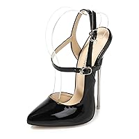 Womens Heeled Sandals 6.3 Inches closed toe Stiletto High Heels Ankle Strap slingback Fashion Bridal Party Wedding Pump Shoes