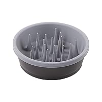 Dexas Slow Feeder Dog Bowl for Healthier Digestion, Teeth and Gums, 6 Cup Capacity, Gray