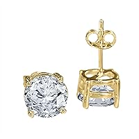 Yellow Gold Plated 4Ct Round Cut Cubic Zirconia Solitaire Push Back Stud Earrings For Women & Girl By Elegantbalaji
