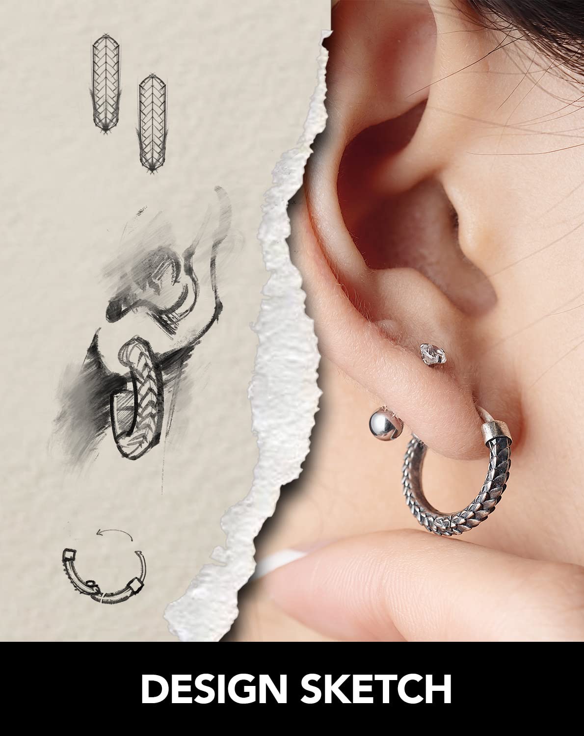 COPPERTIST.WU Snake Skin Earrings Sterling Silver Earrings for Women Men Girls Small Hoop Hypoallergenic, Pair