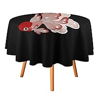 Red Cap Oranda Goldfish Round Tablecloth Washable Table Cover with Dust-Proof Wrinkle Resistant for Restaurant Picnic 19.99