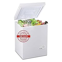 FLG-80Q-WHITE Chest, Deep 3.5 Cu.Ft Free-Standing Top Open Door Small Compact Freezer Adjustable Thermostats and Storage Basket for Garage Dorm Kitchen Office Unit, White