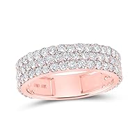 The Diamond Deal 10kt Rose Gold Mens Round Diamond Triple Row Pave Band Ring 2-5/8 Cttw