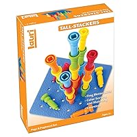 Lauri Tall-Stackers - Pegs and Pegboard Set Multi, 26 Pieces