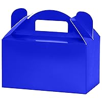 MOORAY 50 Pcs Large Treat Boxes Candy Boxes Gable Boxes Party Favor Boxes with Handles Goodie Boxes Paper Gift Boxes for Kids Birthday Party Baby Shower Wedding (Blue)