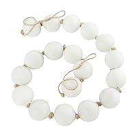 Deco 79 Glass Handmade Round Extra Long Solid Orb Beaded Garland with Tassel with Knotted Jute Rope, 91