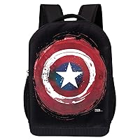 Marvel CAPTAIN AMERICA SHIELD BACKPACK BLACK AVENGERS 18 INCH AIR MESH PADDED BAG (Avengers - Captain America Shield)