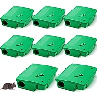 Large Rat Bait Station Boxes with Key Rodent Bait Station Mouse Trap Poison Holder Reusable Heavy Duty Bait Boxes for Catching Rats and Mice Rodents Outdoor Bait Not Included, Green (8 Pcs)