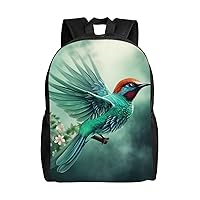 Teal Fantasy Bird Print Backpack 16 Inch Lightweight Waterproof Travel Bags Casual Daypack For Women Men