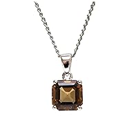 925 Sterling Silver Honey Quartz Asscher Cut Gemstone Cushion Pendant With Chain 925 Stamp Jewelry | Gifts For Women And Girls