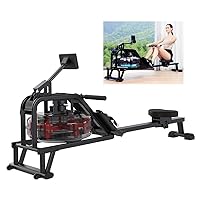 Rowing Machines, Rowing Machine,Aerobic Exercise Fitness Equipment with LCD Smart Meter,Using 2.0T-3.0T Thick Stainless Steel,Double Triangle Five-Point Support